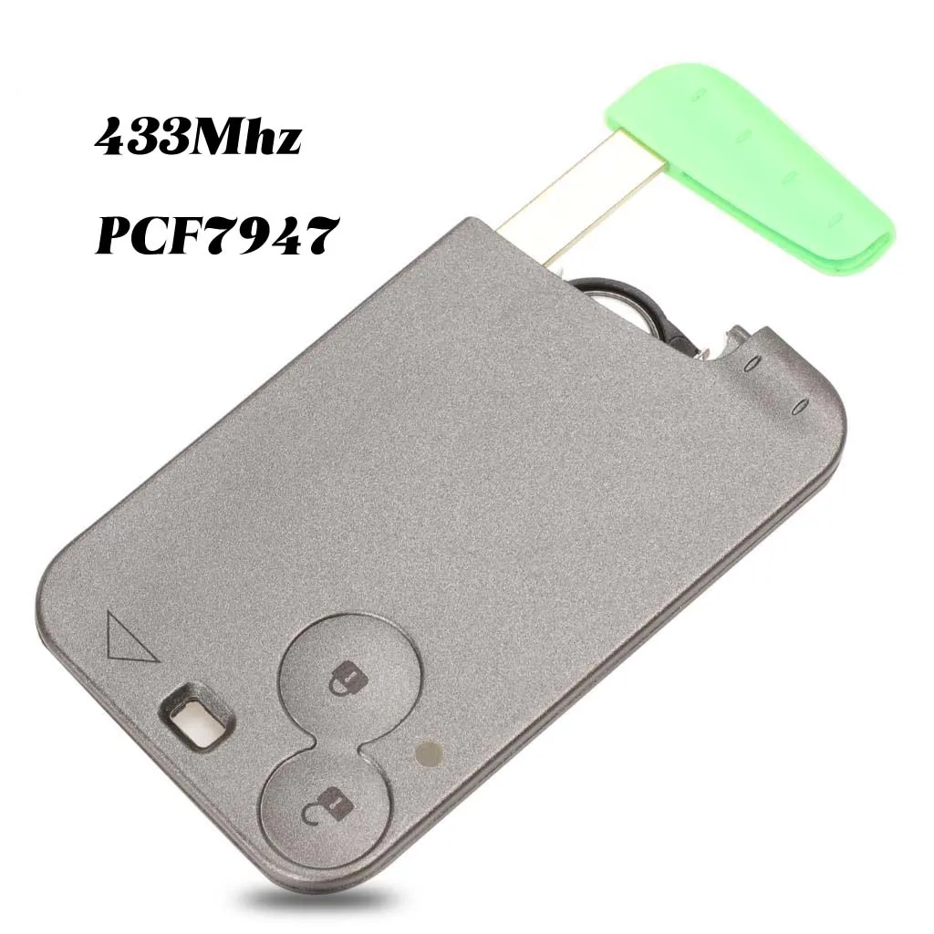 

jingyuqin 434Mhz ID46 Chip 2 Buttons Smart Car Key Card Remote Car Key Shell Cover Replacement FOB for Renault Laguna