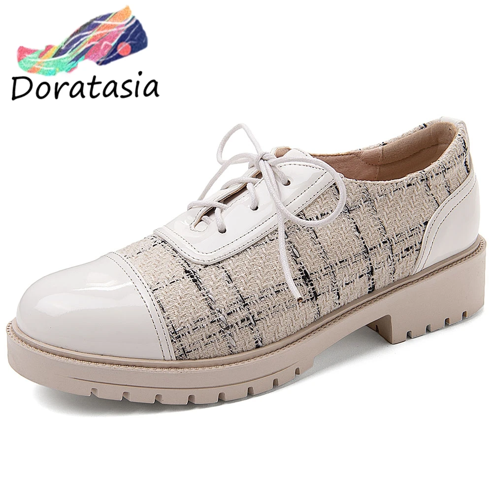 

DORATASIA Brand New Girl Lace Up Patchwork Low Heels Flats Flats Women Spring Casual Office Round Toe Shoes Woman