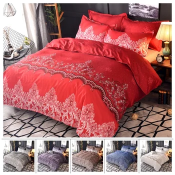 

Fashion 2 or 3pcs Bedding Set Luxury Lace Duvet Cover Sets with Zipper Closure 1 Quilt Cover + 1/2 Pillowcases US/EU/AU Size