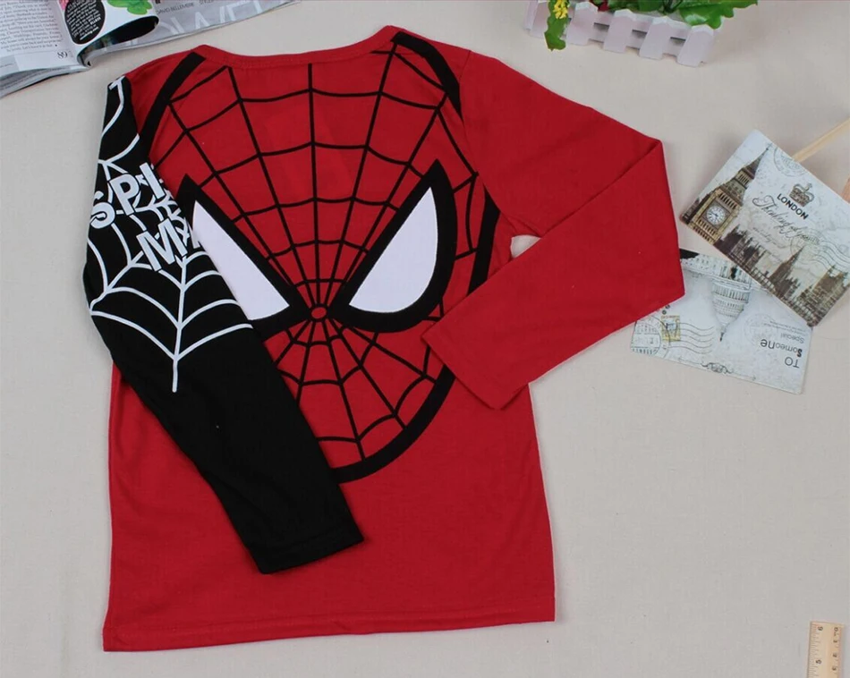 Baby Boys T Shirts Kids Cartoon Spiderman Long Sleeve T-shirt Child Patchwork Clothes Autumn Spring Boy Shirt Children Tops Tee