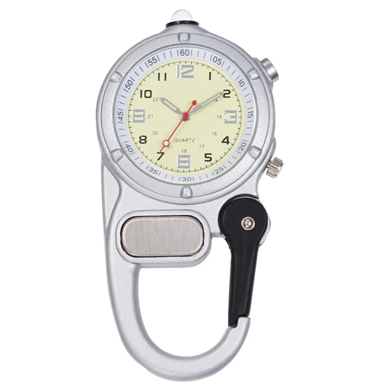 ALK Fob Nurse Pocket Watch Carabiner Clip Watch Black Climb Mountain Outdoor Sports Watches LED Light Pocket Blue Clock Unisex