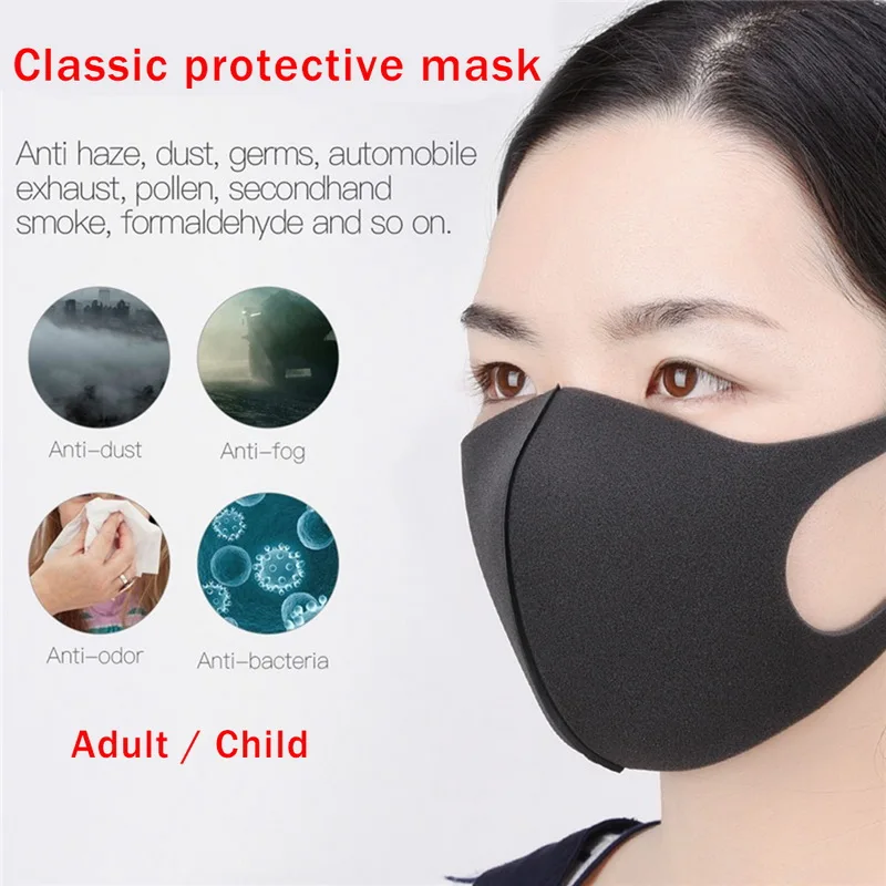 

Adult Child PM2.5 Washable Mouth Mask Anti Haze Dust Mask Nose Filter Windproof Face Anti Bacteria Fabric Cloth Respirator