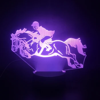 

3D Lamp The Horse Racing Sport Touch Sensor Battery Powered Color Changing with Remote Atmosphere Usb Led Night Light Lamp