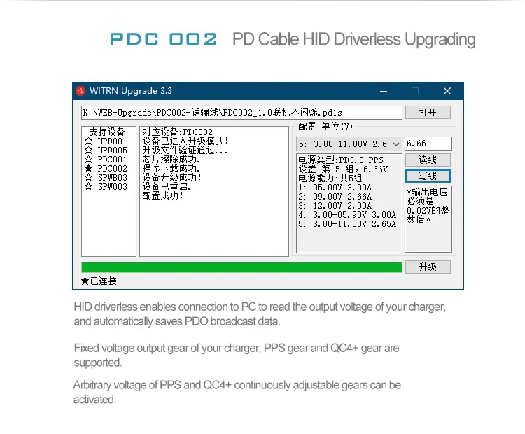 USB PD кабель 1 м USB-C к DC PD кабель WITRN-PDC002 3-й версии+ USB HID плата адаптера обновления