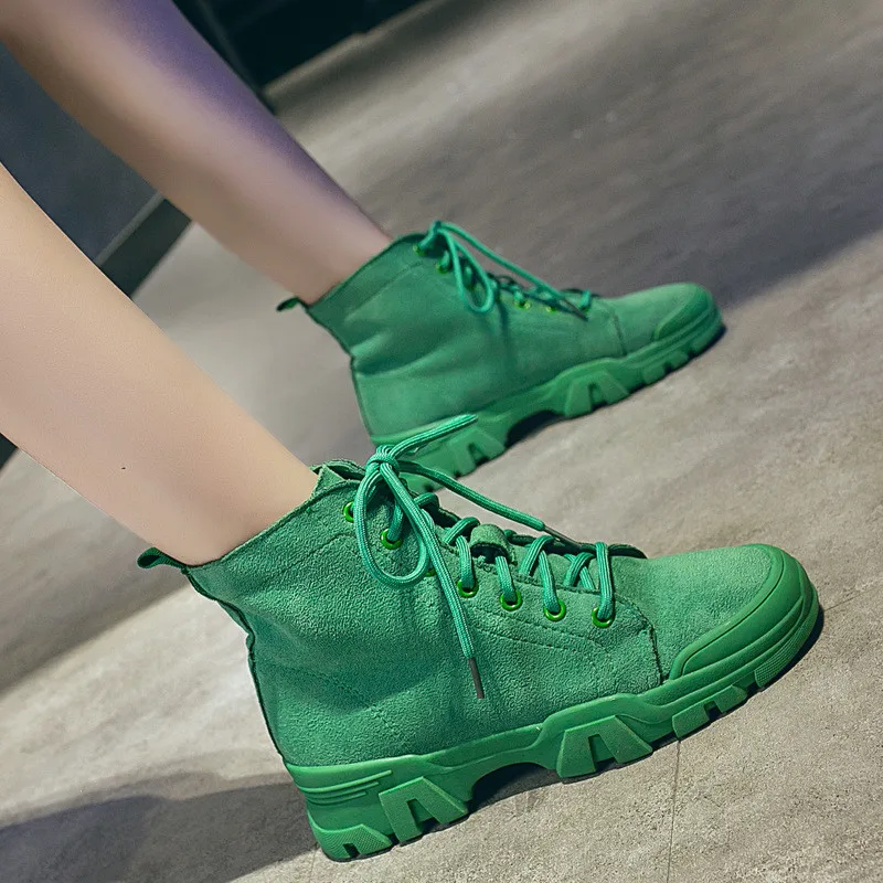

Women's boots Autumn Winter New Fashion frosted Martin boots Retro Lace up Ankle boots women classic sneakers zapatos de mujer
