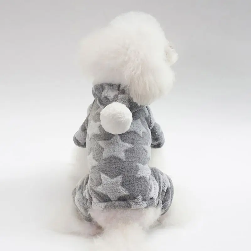 Пижама для домашних животных, комбинезон, осенне-зимняя одежда для собаки из флиса, четыре ноги, теплая одежда для домашних животных, костюм для маленькой собачки, одежда