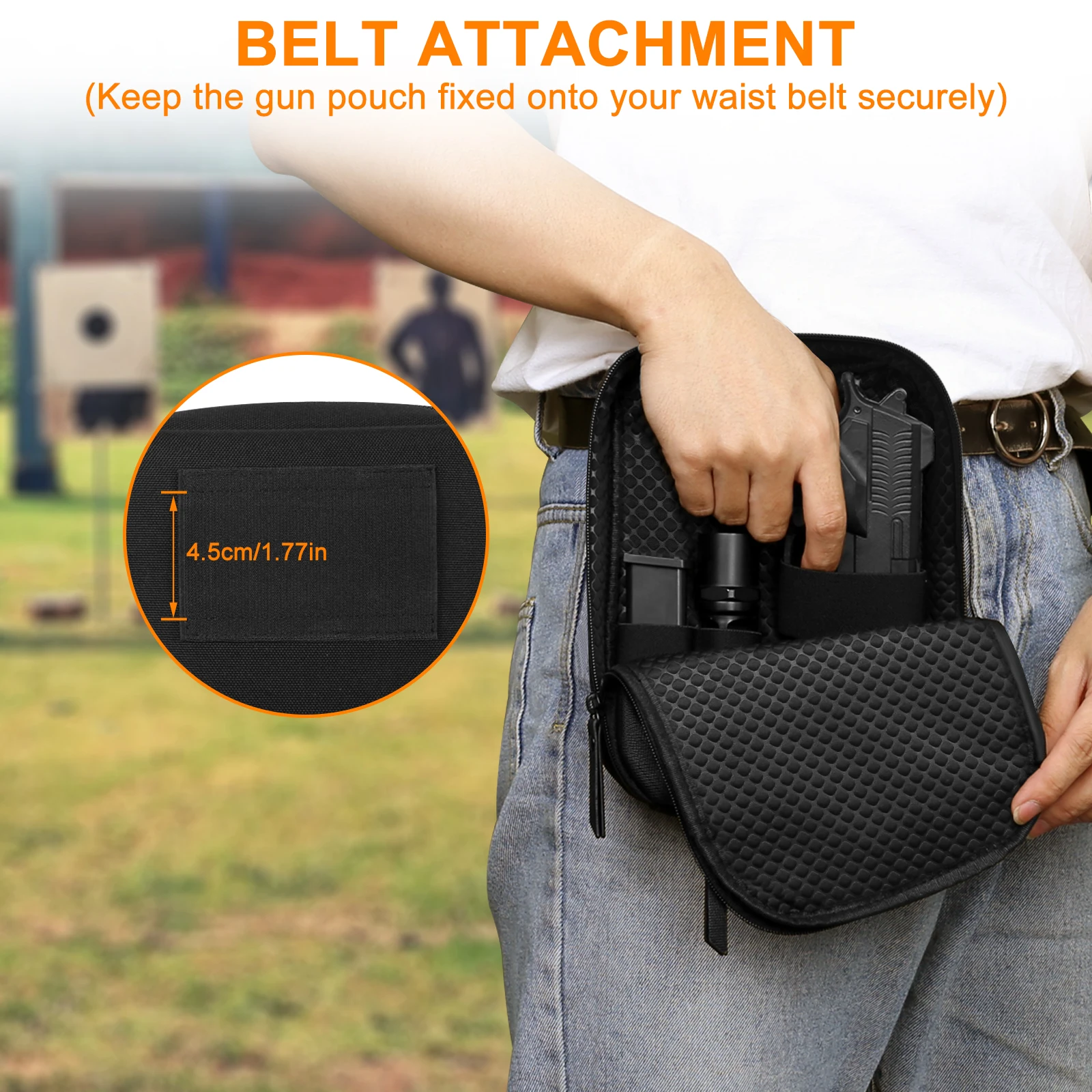 Tactical Concealed Gun Bag Pistol Pouch Holster Waist Pocket Handgun Case Belt L 