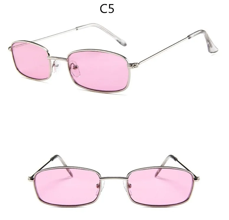 Бренд MxCK, унисекс, маленькие прямоугольные ретро солнцезащитные очки, фирменный дизайн, красная металлическая оправа, прозрачные линзы, солнцезащитные очки