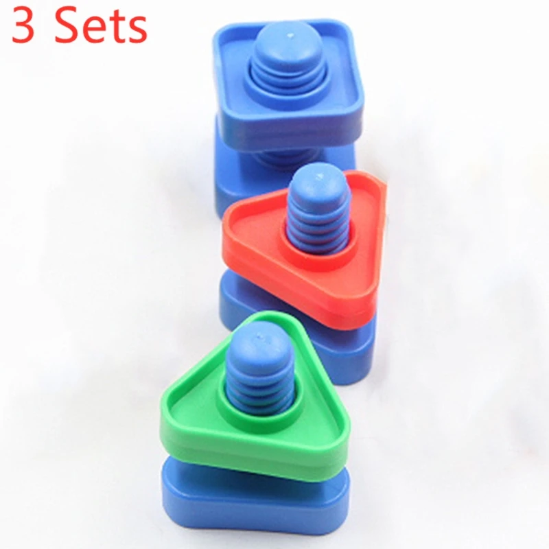 1/3/5 комплектов для маленьких 3D головоломки для детей строительные игрушки головоломки игры для детей Обучающие игрушки ум сборка гайка ходового винта комплект деревянный Монтессори - Цвет: 3 Random colors