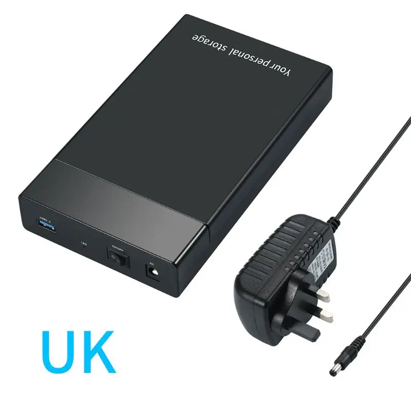 UK High Speed 2.5Inch/3.5Inch USB3.0 SATA 1153E Hard Disk Drive Box External HDD Enclosure Case with Power Adapter Accessories LX9A - Цвет: UK