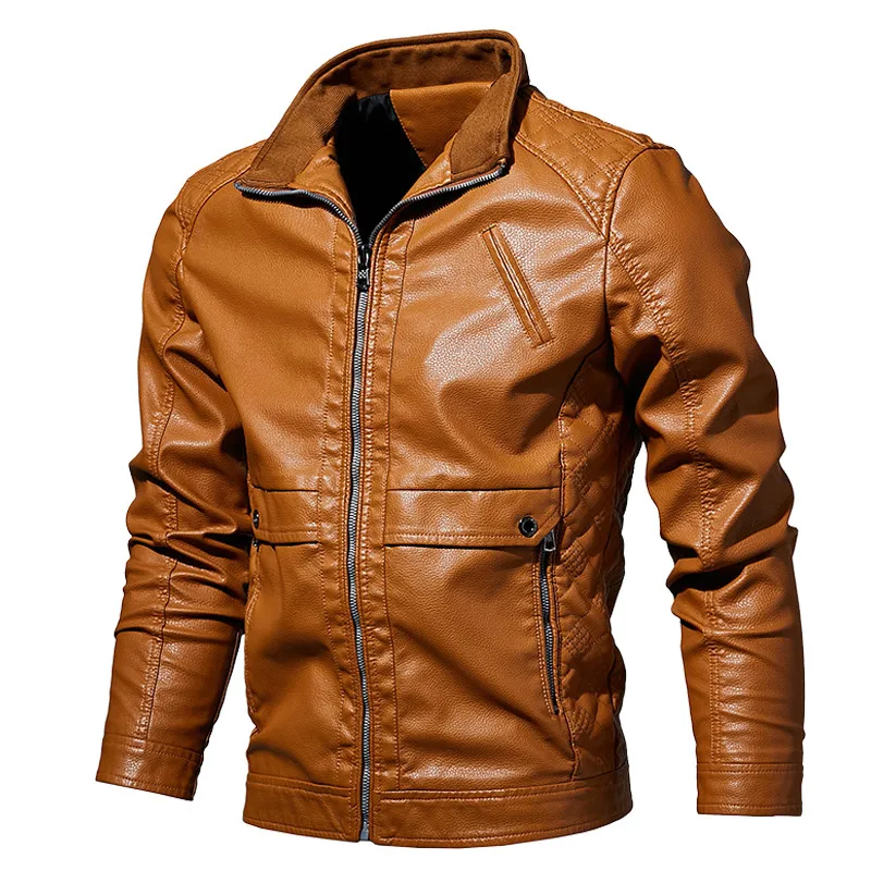 

Pigskin Leather Jacket Men's Spring Military Bomber Faux Jackets Motorcycle Biker Leather Jacket Male Vintage Casual Pilot Coat