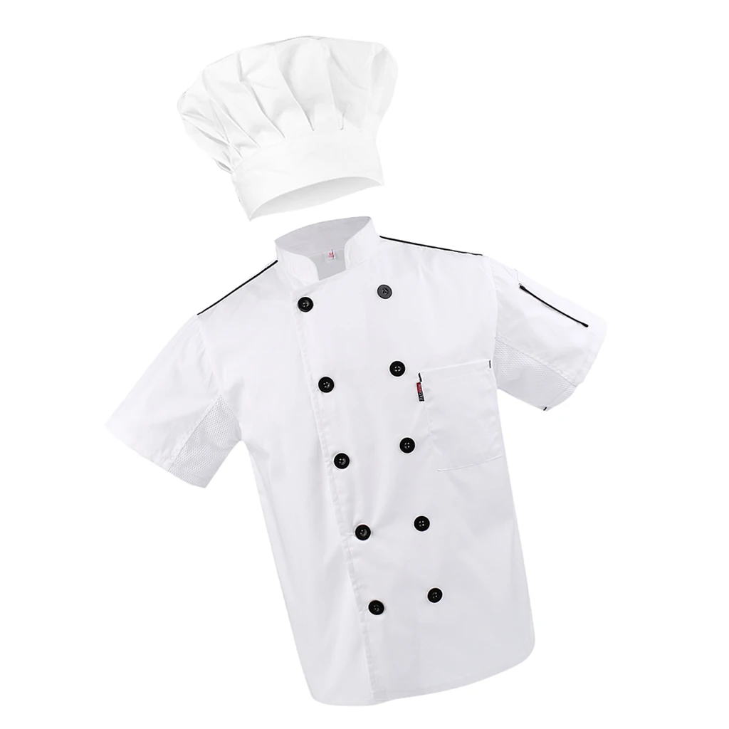 Chef Coat Waiter Uniforms L Cook Adjustable Kitchen Baker Chef Cap Hat