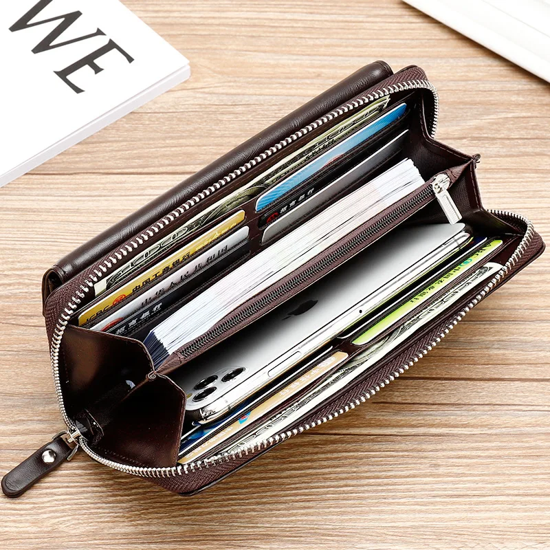 

New Leisure Long Zipper Mobile Phone Bag Fashion Business Wallet Man's Bag Multi Function Man's Hand Bag Phone Wallet Men Wallet