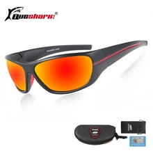 QUESHARK, мужские поляризованные солнцезащитные очки для рыбалки, черные, с защитой от ультрафиолета, для кемпинга, походов, Красные линзы, спортивные очки, велосипедные очки