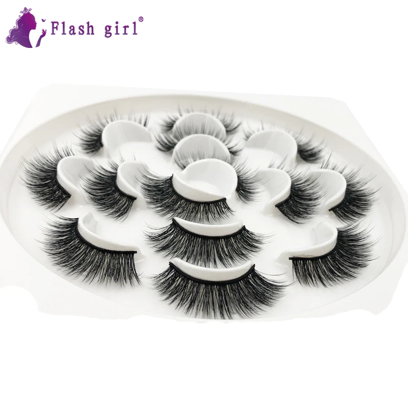 Flash Girl 7 пар макияж оптом ресницы серии W натуральные 5D норковые Роскошные норковые ресницы