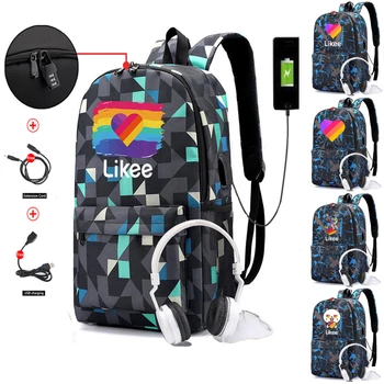 

Fashion Canvas Likee Backpack For School Boys Girls Anti-theft Backpack USB Charging Waterproof Men Bags Laptop Travel Mochila