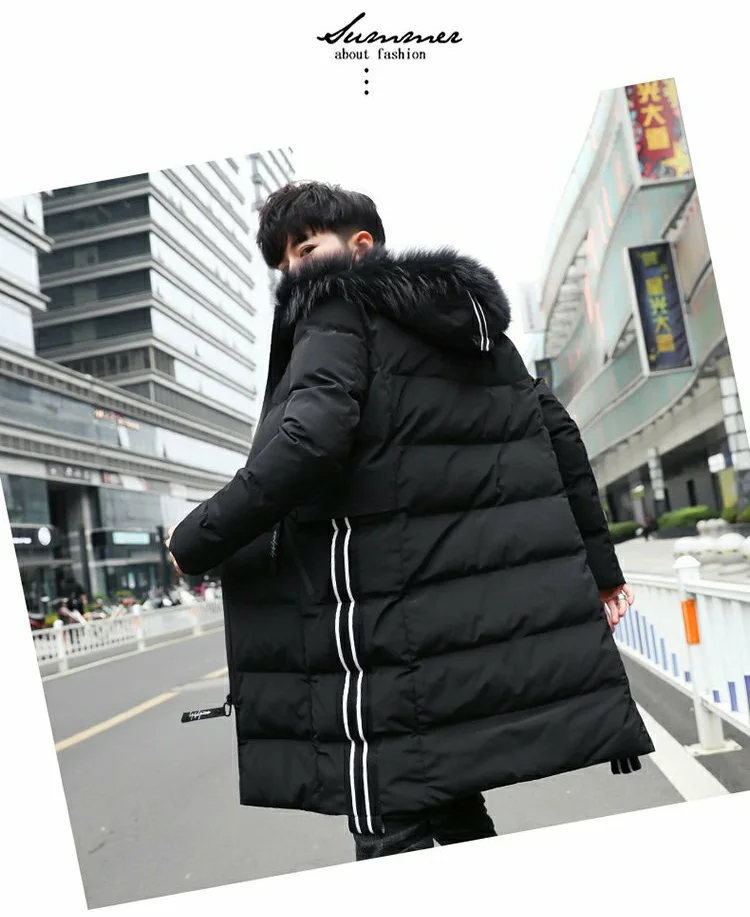 Winter long parkas Men Jackets Thicken Warm Coat slim Casual Jacket Hooded outerwear Collar detachable High Quality cotton Parka