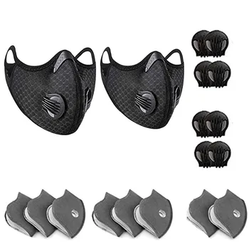 

Unisex Mouth Cover 2pcs Bike Face Cover With 8pcs Filter 8 Mask Reusable Cloth Mouth Mask Washable Mouth Caps Breathable