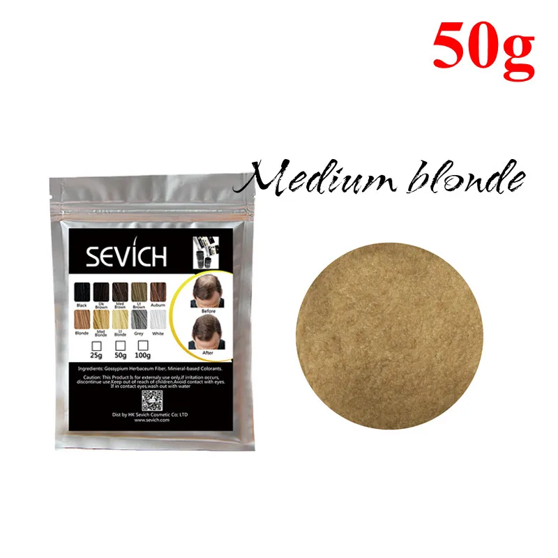 Medium Blonde Sevich волосы строительное волокно набор волоконных волос ребровый Порошок Заправка 50 г волос волоконный аппликатор 2,0 для унисекс анти-средство против выпадения волос - Цвет: Medium Blonde