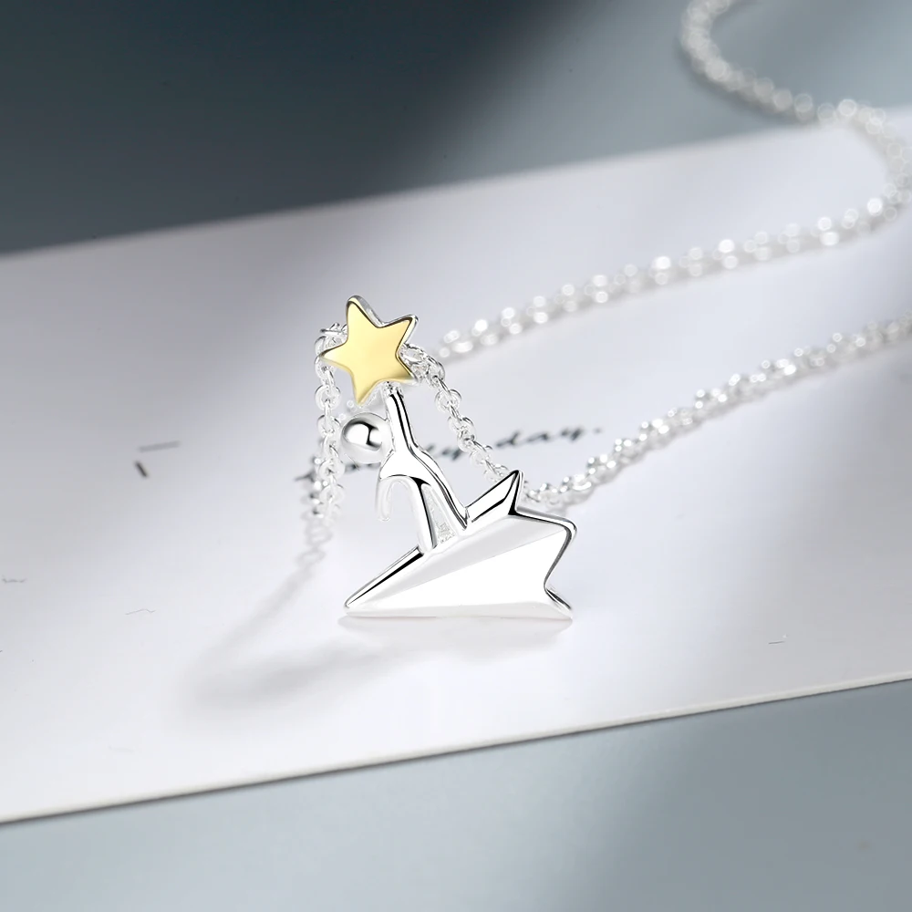 Paper Airplane Chasing a Star Necklace – AviatrixA