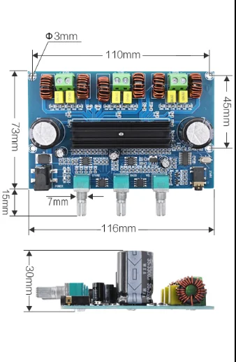 XH-A305 Bluetooth 5,0 стерео цифровой усилитель мощности плата TPA3116D2 50Wx2+ 100 Вт 2,1 канальный аудио Бас Сабвуфер AUX AMP модуль