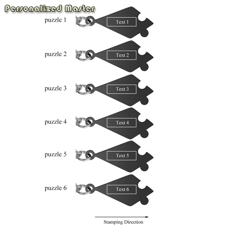 6pcs engraving set Индивидуальный мастер, заказной, 5/6 деталей, дружба, головоломка, подвеска для лучших друзей, сестер, братьев, дружбы, ожерелье - Окраска металла: 6pcs engraving set