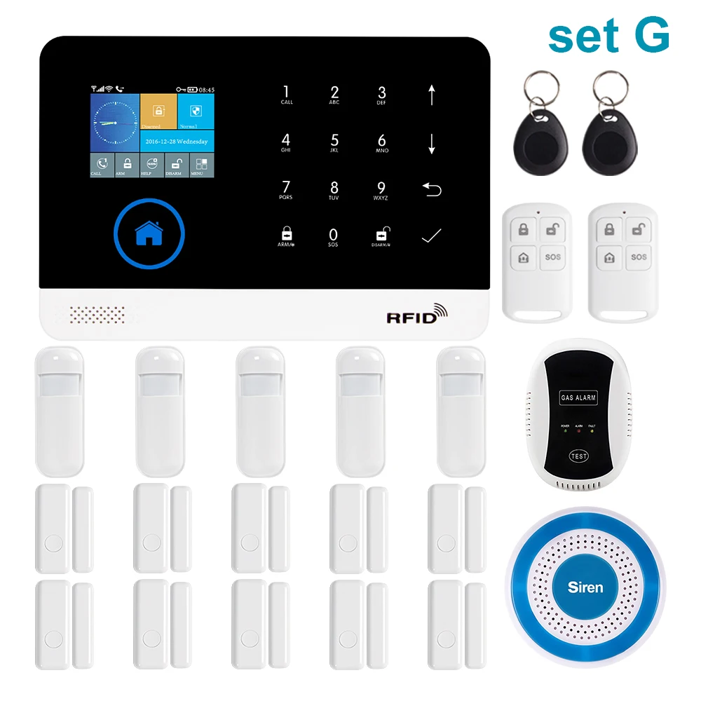 Awaywar беспроводная wifi GSM RFID TFT система охранной сигнализации комплект приложение дистанционное управление охранная сенсорная клавиатура умный дом - Цвет: Set G