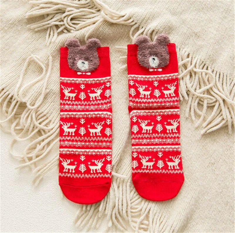 1 пара рождественских носков подарок Санта Клауса для детей, мальчиков и девочек, унисекс, рождественские забавные носки для девочек и женщин, подарки, новинка, зимние теплые носки - Цвет: D