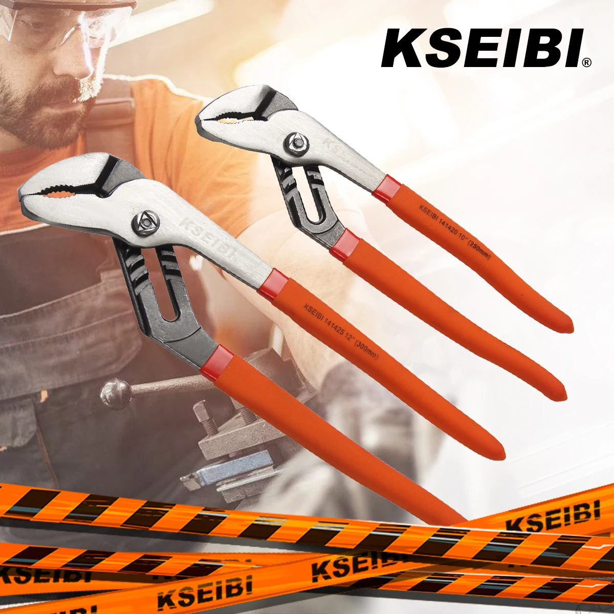 

KSEIBI Slip Joint Plier Pipe Wrench 10 / 12 inch Angle Nose Rubber Non-Slip Handle Universal Wrench Tools Water Pump Pliers