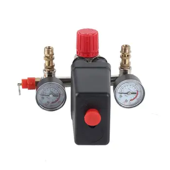 

230V Duty Air Compressor Pump Pressure Control Switch Air Pump Control Valve 125 PSI with 2 Press Gauges Valve Control Set