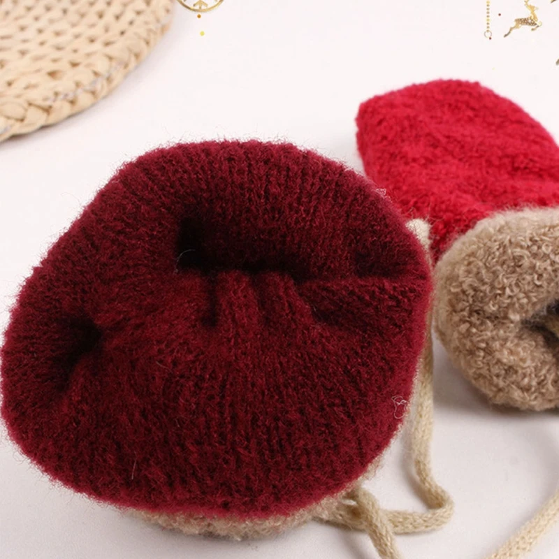Plush Warm Gloves Elk Toddler Winter Gloves Soft Cartoon Full Finger Lined Fluffy Warm Glove Christmas Mittens G99C