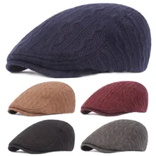 Мужская классическая шапка зимняя теплая вязаная шерстяная Толстая шапка газетный берет Кепка для гольфа s