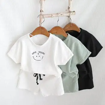 

2020 New Newborn Infant Kids Baby Boy Girl Clothes Cotton Linen Tops T-shirts+shorts Pants 2pcs Summer Outfits Set