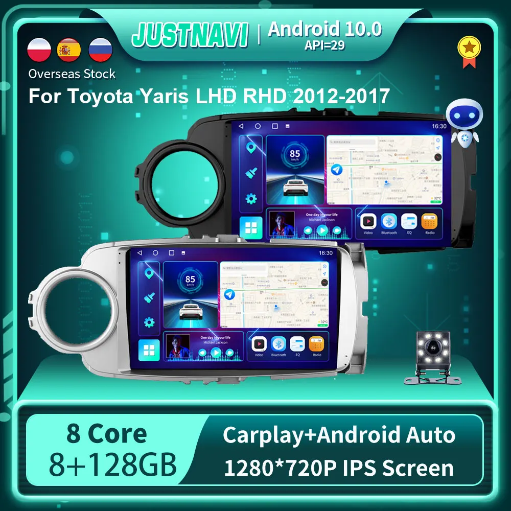 Автомобильный радиоприемник 8G 128G WIFI для Toyota Yaris LHD RHD 2012 - 2017 мультимедийный