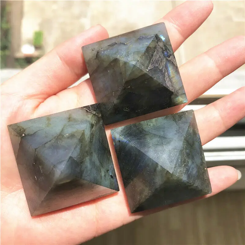 

3 Sizes 1 Piece Natural Labradorite Crystal Pyramid Point Healing Decoration Collection Natural Quartz Crystals