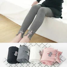 Новые стильные леггинсы для девочек на весну и осень детские штаны из чистого хлопка приталенная Одежда с бантом в Корейском стиле