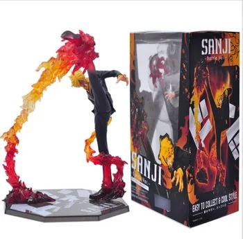 

Anime One Piece Sanji Doll Black Leg Fire Battle Version PVC Onepiece Action Figure Model Toy 15cm