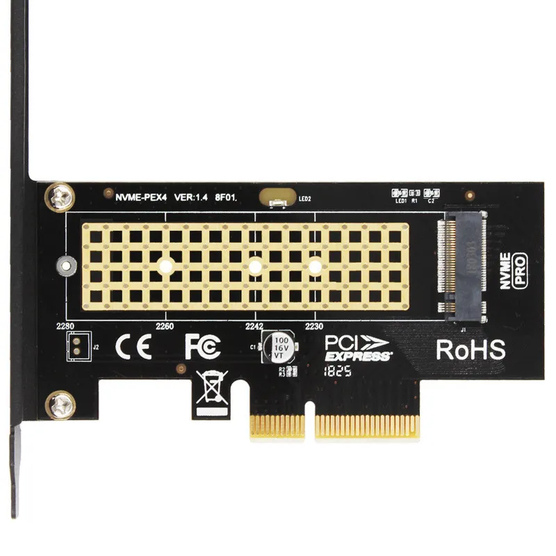 M.2 NVMe SSD TO PCIE 3.0 X1 4X adapter M Key interface card Support PCI Express 3.0 2242 2260 2280 Size m.2 NVME SSD Kingspec 