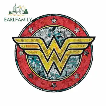 

EARLFAMILY 13cm x 12.2cm for Wonder Woman Shield Logo Personality Decal Creative VAN Car Stickers DIY Waterproof Anime Decor