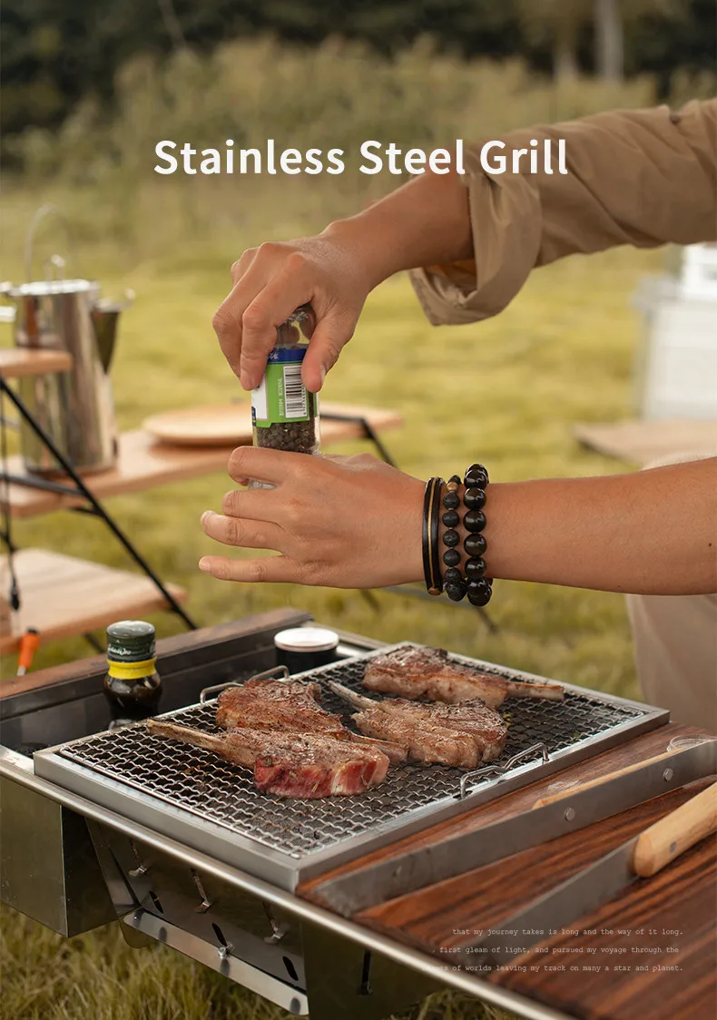 Acciaio Barbecue Rack Outdoor campeggio Grill Rack arrosto cartella strumenti carne pesce vegetale barbecue strumento 