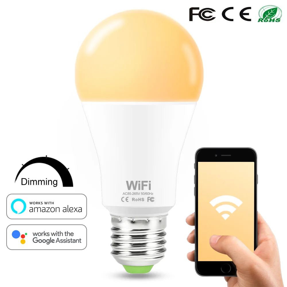 

E27 B22 Wifi Smart LED Light Bulb Bright Adjustment+Voice off Function+Timing On/Off Lamp Control With Alexa Echo Google Home