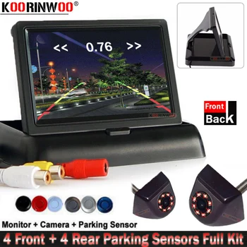 

Koorinwoo Parktronic With Camera 8 Full with AHD Rear view + Front Camera Park Sensors Park distance control set Display Monitor