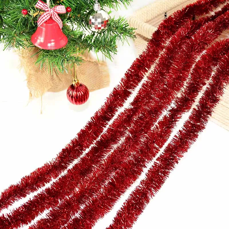 230cm Foil Tinsel Ribbon Garland for Christmas Decoration Xmas Tree Wrapping Ribbon Christmas Ornaments New Year Decor Supplies