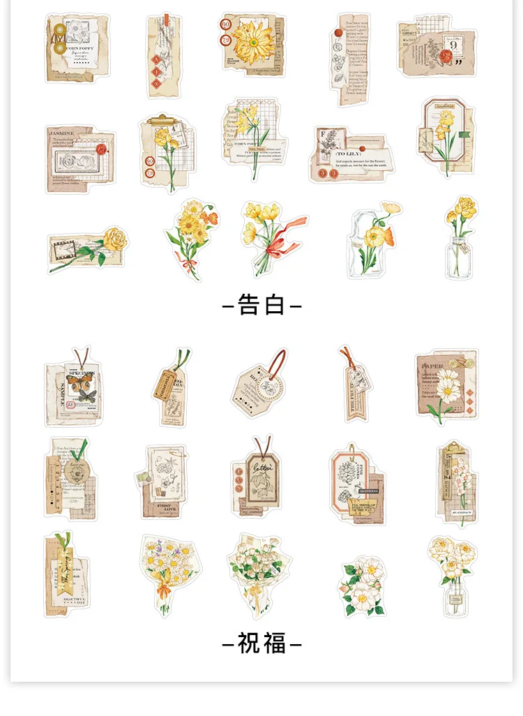 30pcs/1lot kawaii Stationery Sticker Vintage Flower affair Diary Planner junk journal Decorative Scrapbooking DIY Craft Sticker