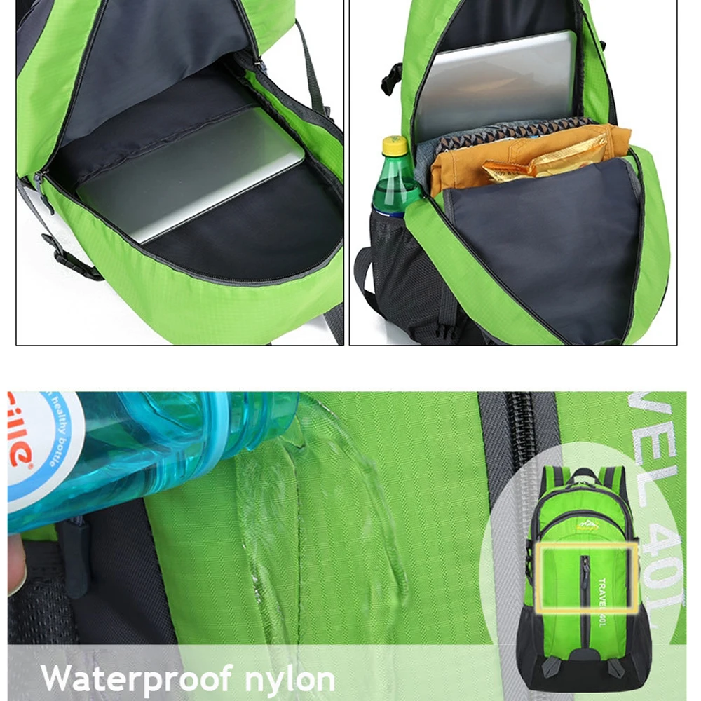 Men's backpack USB large capacity 40 liters double shoulder men and women waterproof outdoor leisure mountaineering bag light