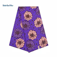 Фиолетовый Анкара Африканский полиэстер восковые принты ткань бинта настоящий воск высокого качества 6 ярдов африканская ткань для платья FP6077