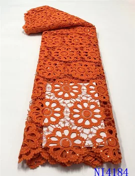 

NIAI Guipure Cord Lace Fabric Orange High Quality Nigerian Laces Fabrics African Water Soluble Lace For Wedding Dress NI4182