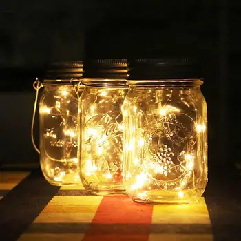 

Solar LightHanging LED Solar Light Outdoor Waterproof Mason Jar Hanging Night Light For Outsides Garden Lawn Christmas Wedding