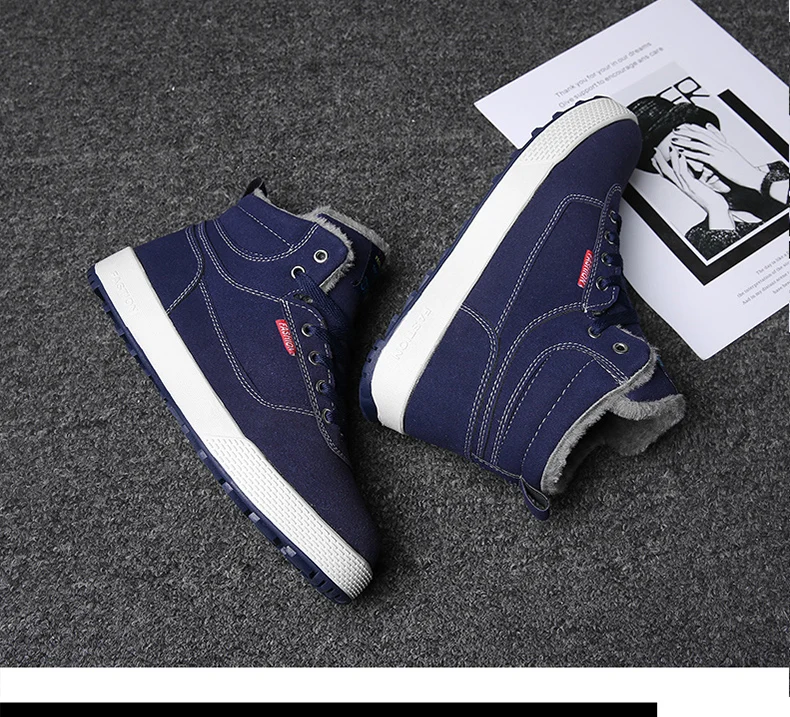 UEXIA Men Boots Men Winter Shoes Plus Size 39-48 Warm Ankle Botas Hombre For Winter Boots Shoes Men Plush Winter Sneakers Mens