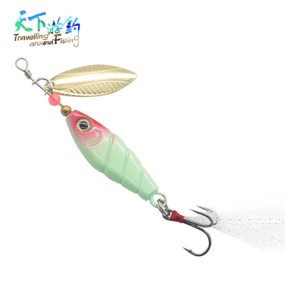 

TAF 21g Luminous Spinners Fishing Lure with Sharp Treble Hook Metal Spon Spinner Baits for Carp Fishinf Artificial Swimbait
